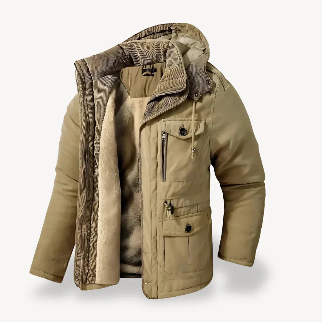 Herren Winterjacke mit warmem Fleecefutter für Alltag in Beige