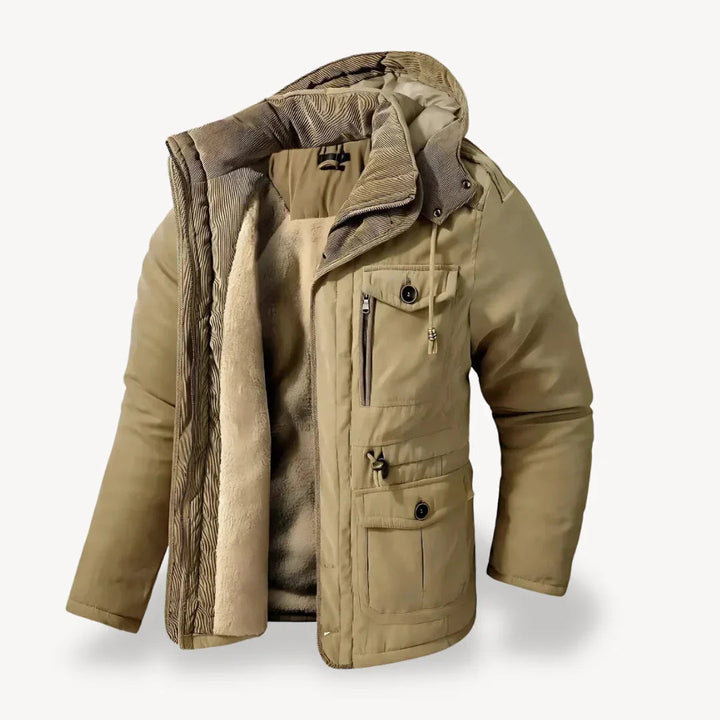 Herren Winterjacke mit warmem Fleecefutter für Alltag in Beige