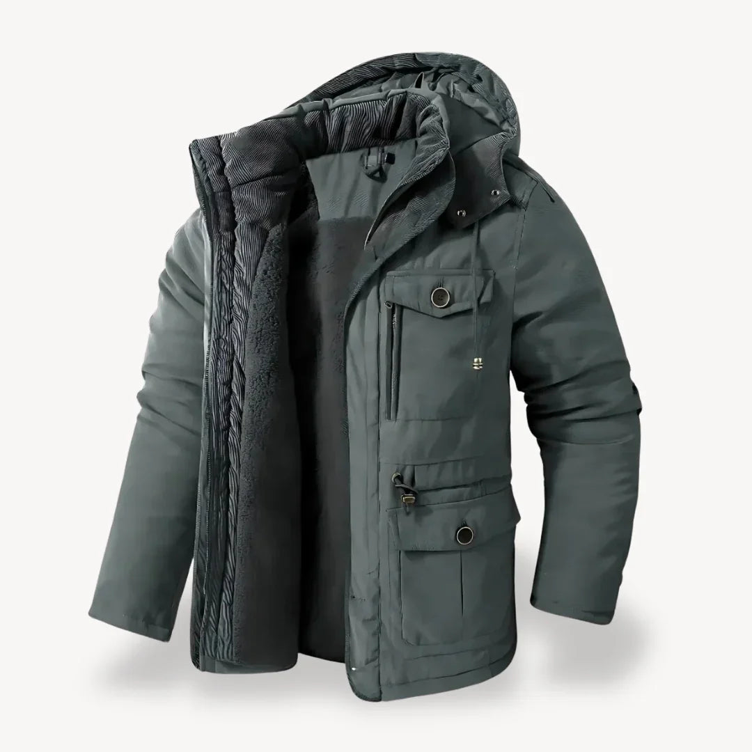Herren Winterjacke mit warmem Fleecefutter für Alltag in Grau