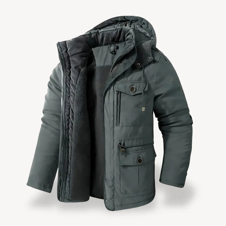 Herren Winterjacke mit warmem Fleecefutter für Alltag in Grau