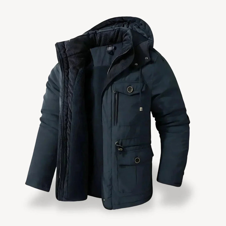 Herren Winterjacke mit warmem Fleecefutter für Alltag in Marineblau