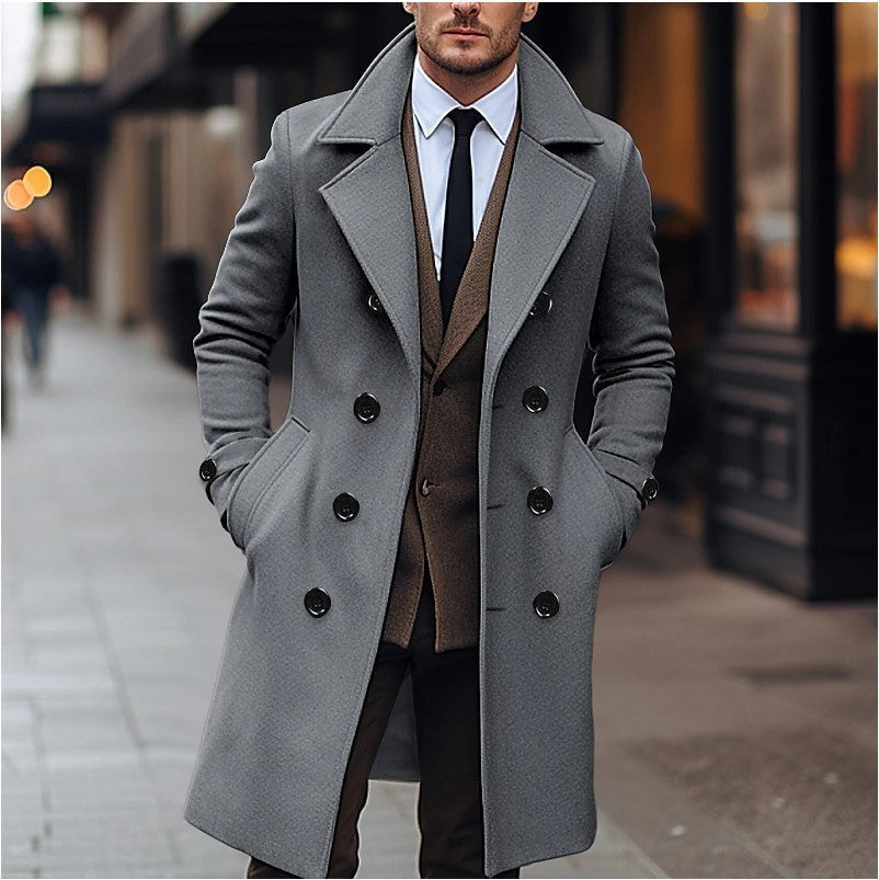 Herren Winterjacke mit Zweireiher-Front in Dunkelgrau