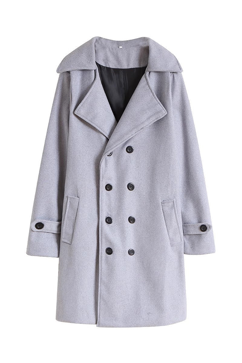 Herren Winterjacke mit Zweireiher-Front in Hellgrau