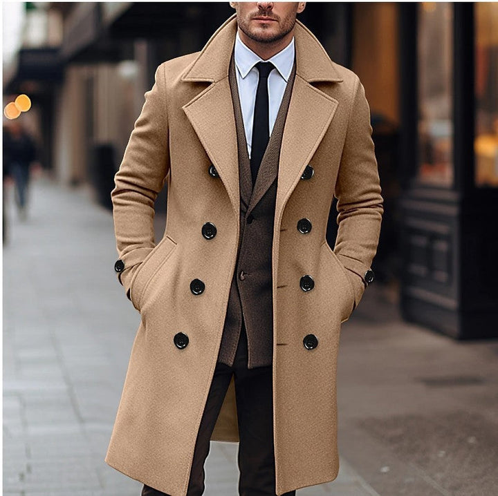 Herren Winterjacke mit Zweireiher-Front in Khaki