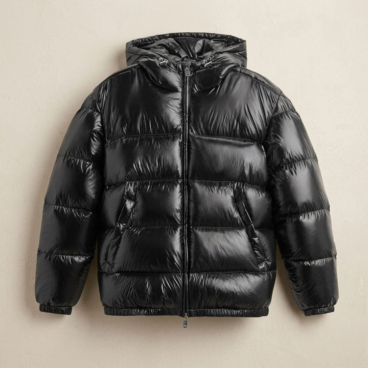 Herren Winterjacke Oversized mit Kapuze im Streetwear-Look in Schwarz
