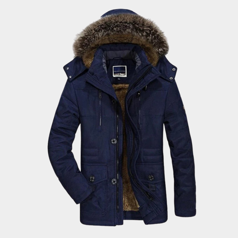 Herren Winterjacke Relaxed-Fit mit Kapuze in Darkblue