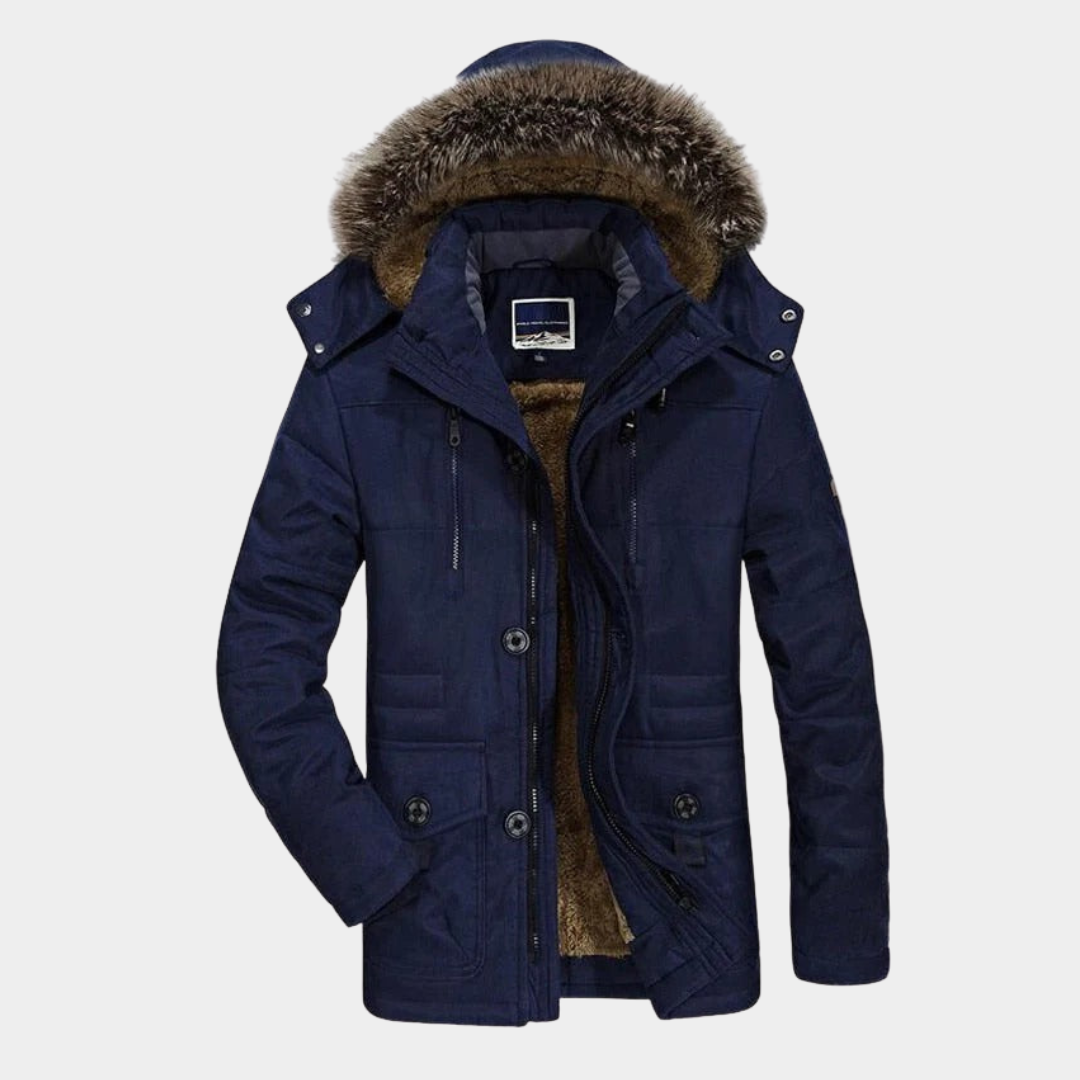 Herren Winterjacke Relaxed-Fit mit Kapuze in Darkblue