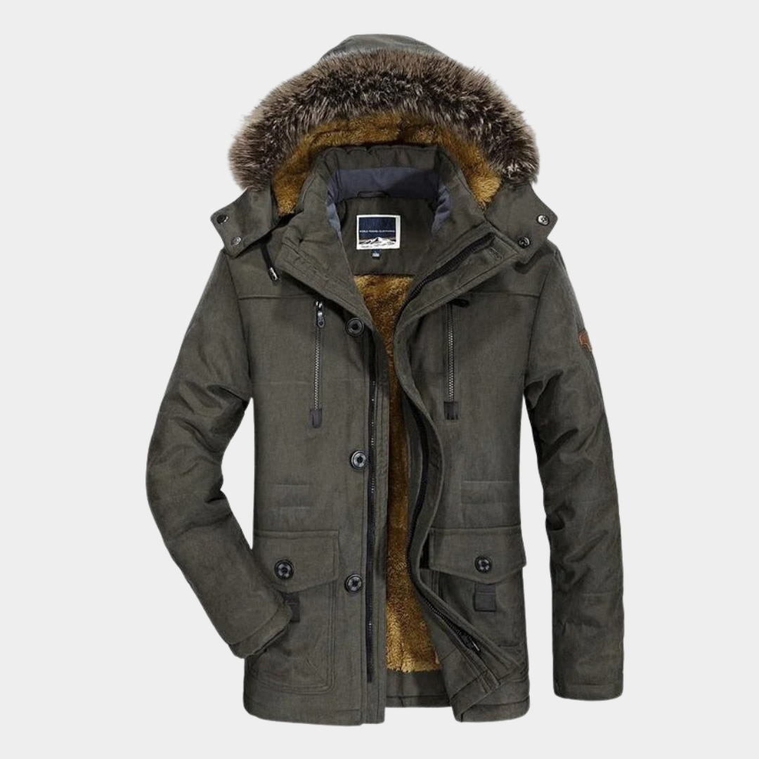 Herren Winterjacke Relaxed-Fit mit Kapuze in Grau