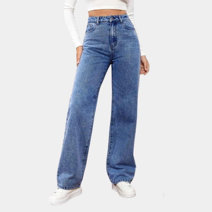High-Waist Straight-Leg Jeans Jeans in Dunkelblau
