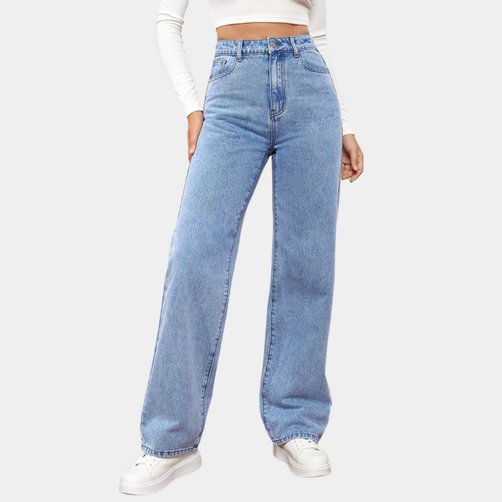 High-Waist Straight-Leg Jeans Jeans in Hellblau 1