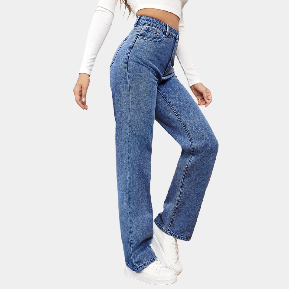 High-Waist Straight-Leg Jeans Jeans in Hellblau 2