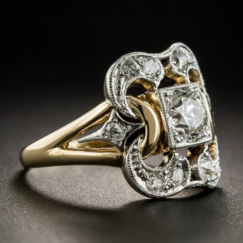 Vintage Zirkonia Goldfarbener Ring