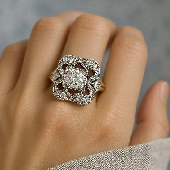 Vintage Zirkonia Goldfarbener Ring