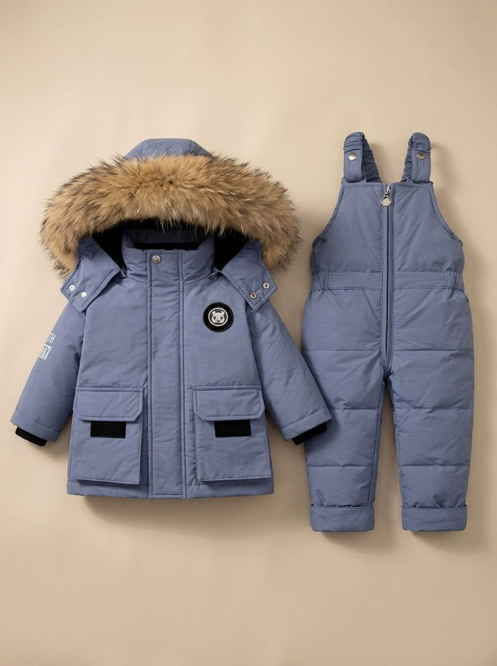 Kinder Puffer-Winterjacke mit Schneehose in Blau