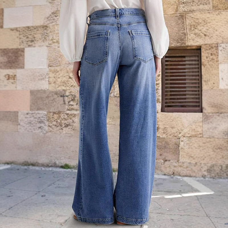 Klassische Damen Jeans mit Hochbund und Weite (5)