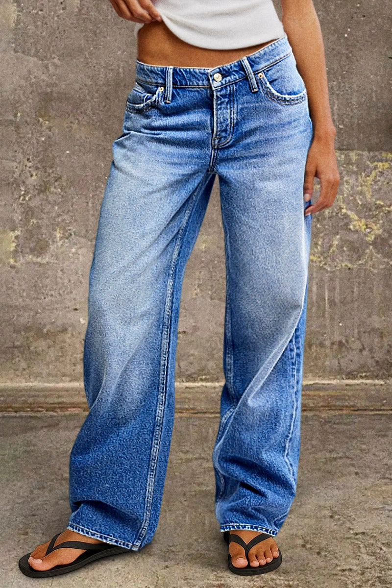 Klassische Damen Jeans mit hohem Bund in Blau