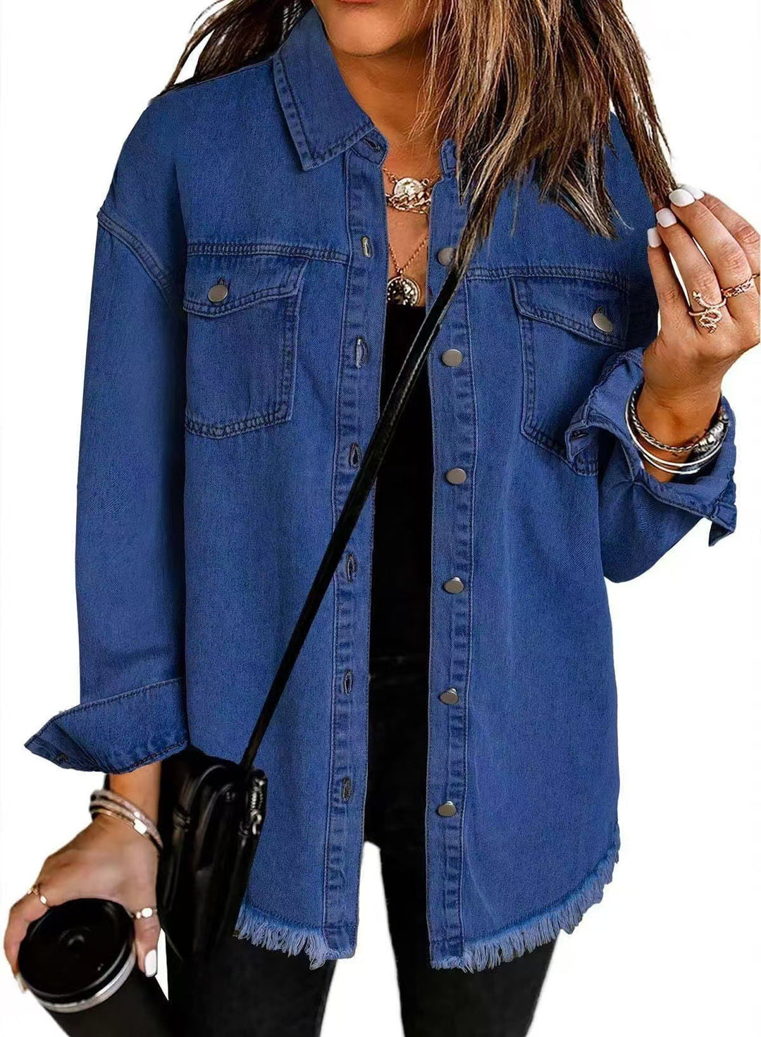 Klassische Damen Jeansjacke in Relaxed Fit in Dunkelblau