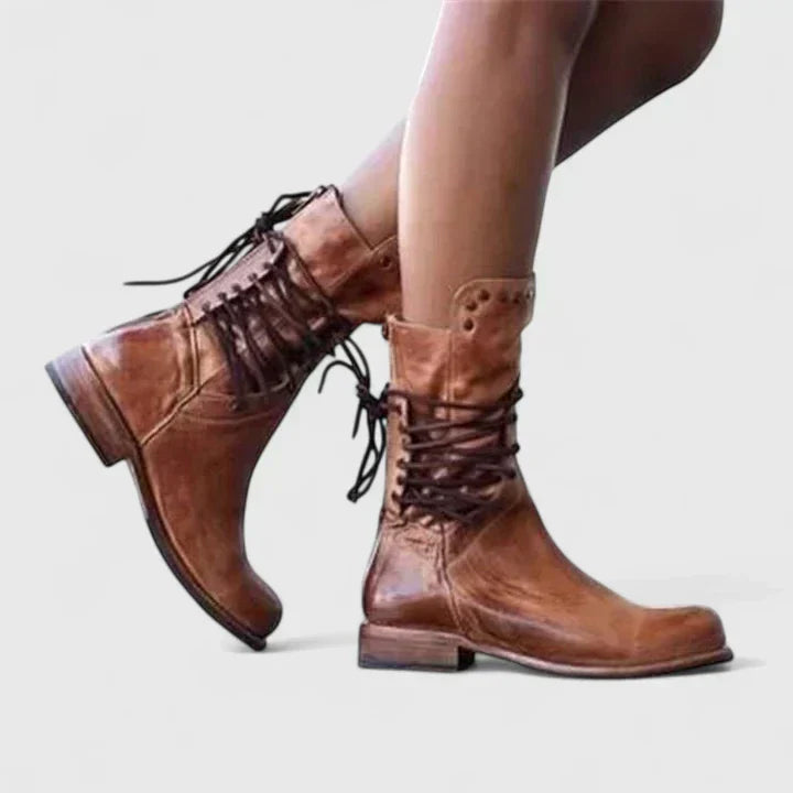 Klassische Damen Lederstiefel für den Alltag in Braun