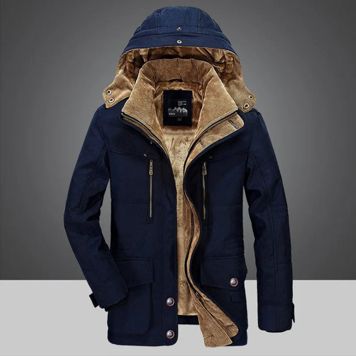 Klassische Herrenjacke mit verstellbarer Kapuze in Blau