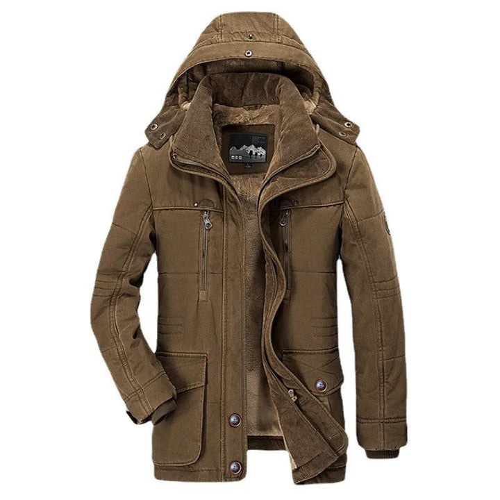 Klassische Herrenjacke mit verstellbarer Kapuze in Braun
