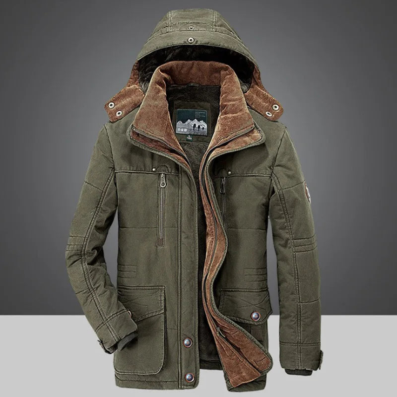 Klassische Herrenjacke mit verstellbarer Kapuze in Grün