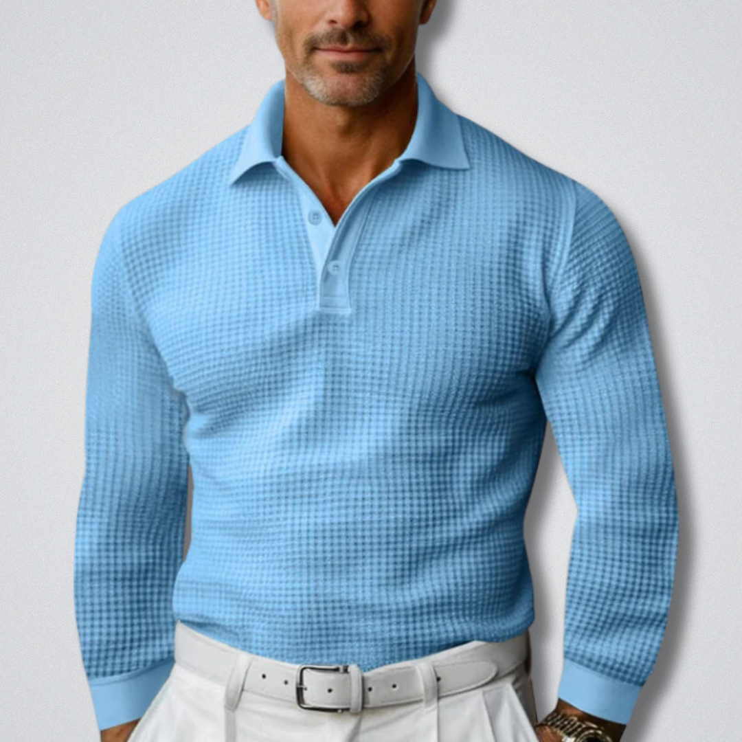 Klassischer Herren Pullover mit Polokragen für Herbst in Blau