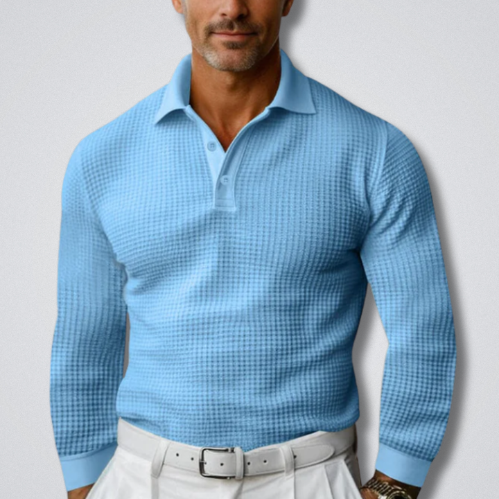 Klassischer Herren Pullover mit Polokragen für Herbst in Blau