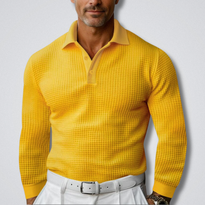 Klassischer Herren Pullover mit Polokragen für Herbst in Gelb