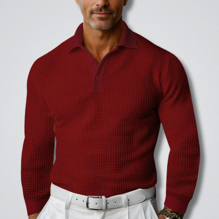 Klassischer Herren Pullover mit Polokragen für Herbst in Rot