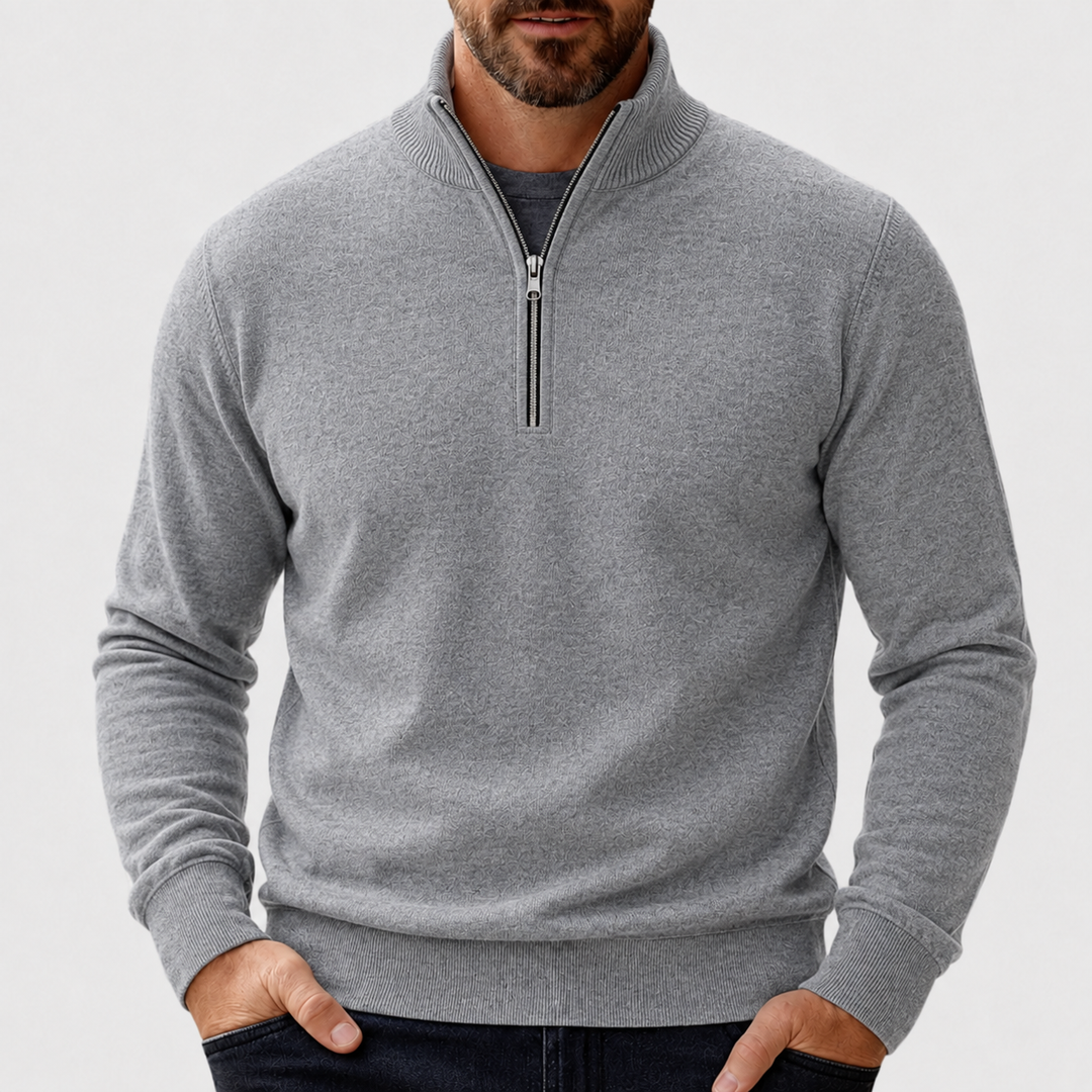 Klassischer Herren Pullover mit Reißverschluss zum Kombinieren in Dunkelgrau
