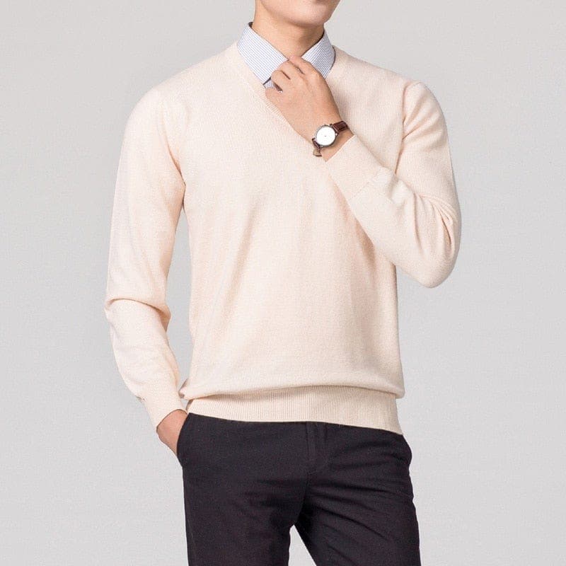 Klassischer Herren Strickpullover für den Herbst in Beige