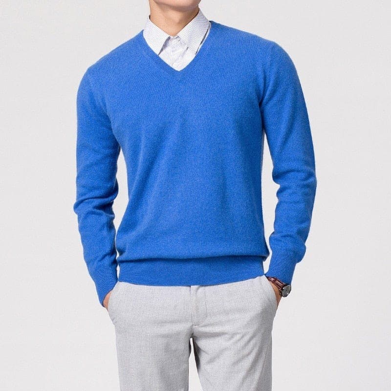 Klassischer Herren Strickpullover für den Herbst in Blau