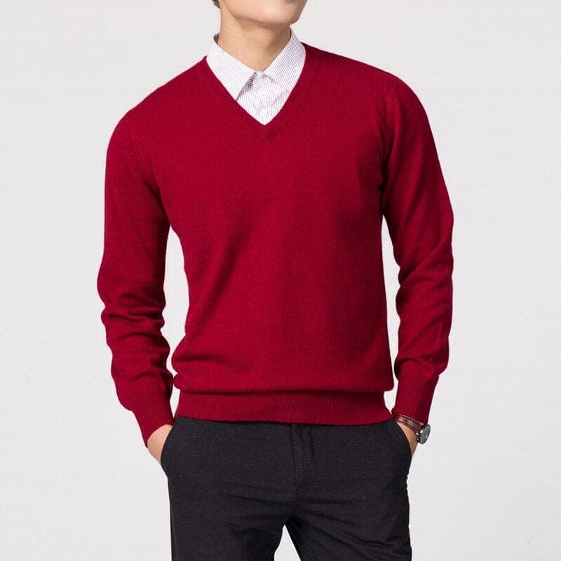 Klassischer Herren Strickpullover für den Herbst in Rot