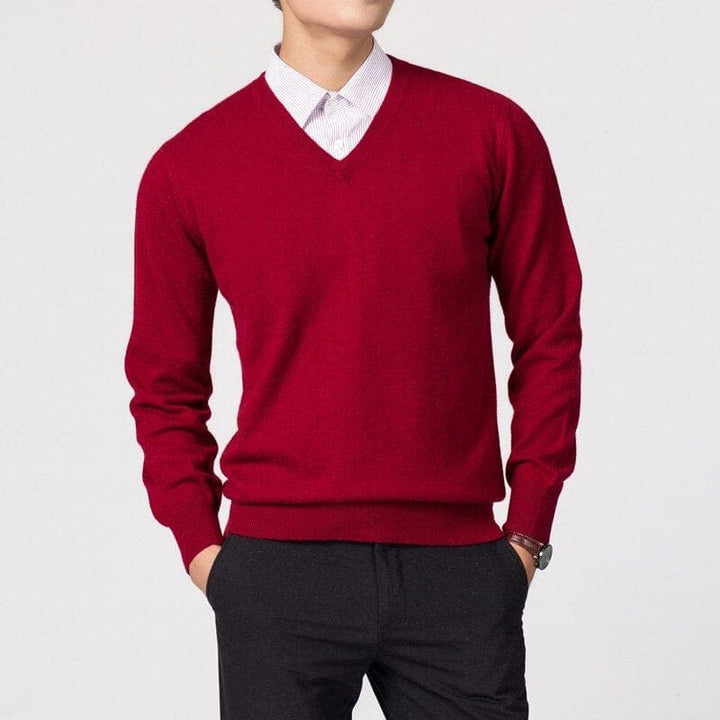 Klassischer Herren Strickpullover für den Herbst in Rot