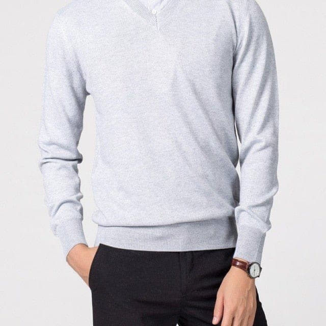 Klassischer Herren Strickpullover für den Herbst in Weiß