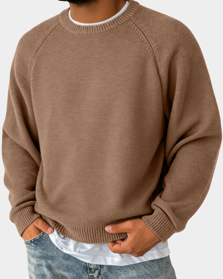 Klassischer Pullover Herren Rundhals Vielseitig in Braun