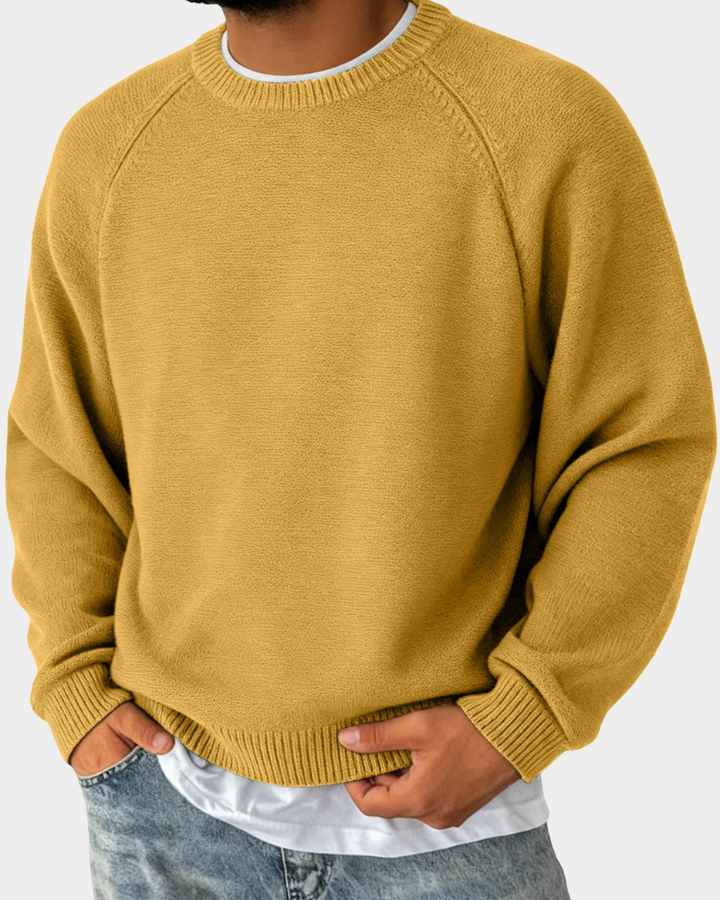 Klassischer Pullover Herren Rundhals Vielseitig in Gelb