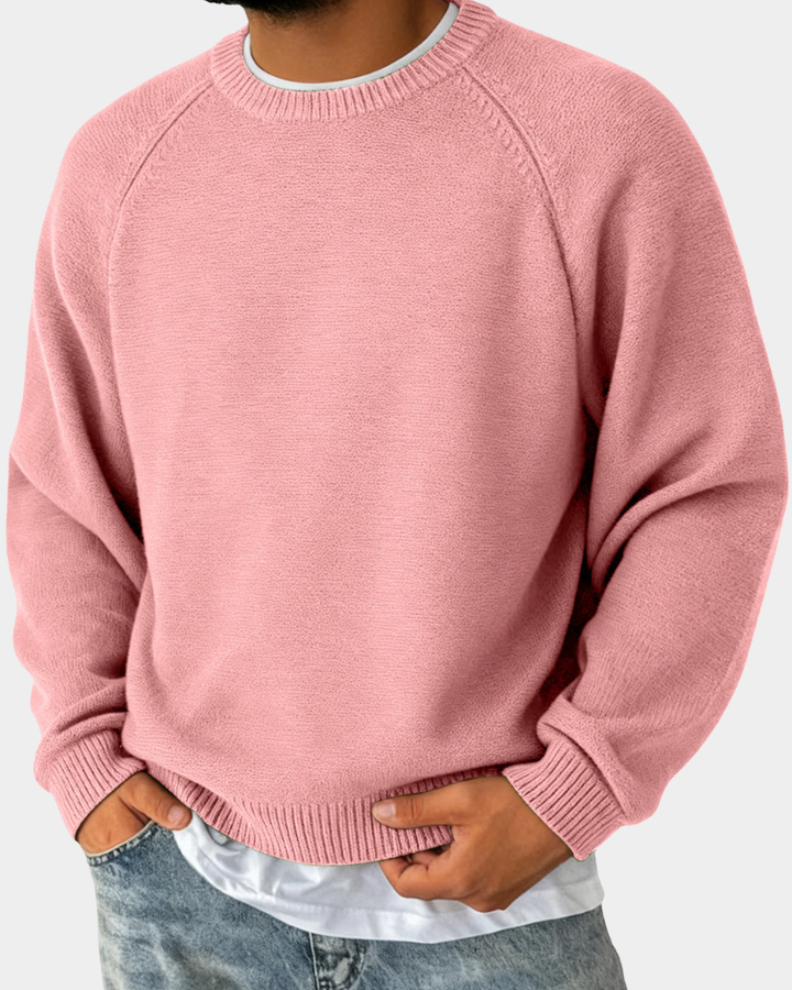 Klassischer Pullover Herren Rundhals Vielseitig in Rosa
