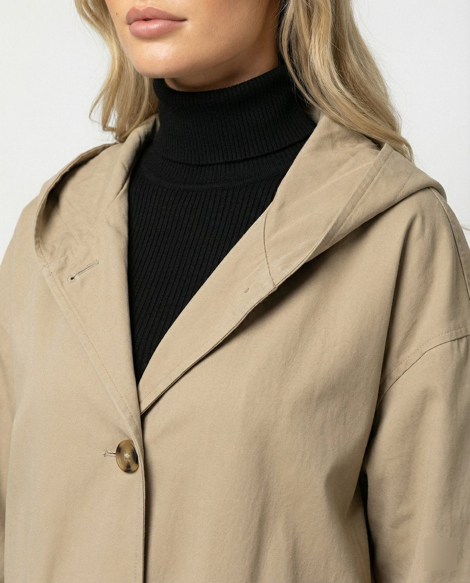 Klassischer Wasserdichter Damen Trenchcoat Lang (2)