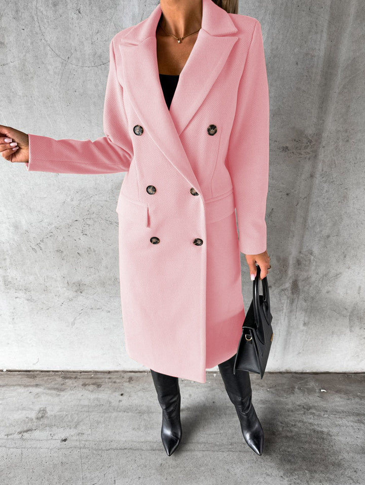 Klassischer Wintermantel Damen Elegant Tailliert in Rosa