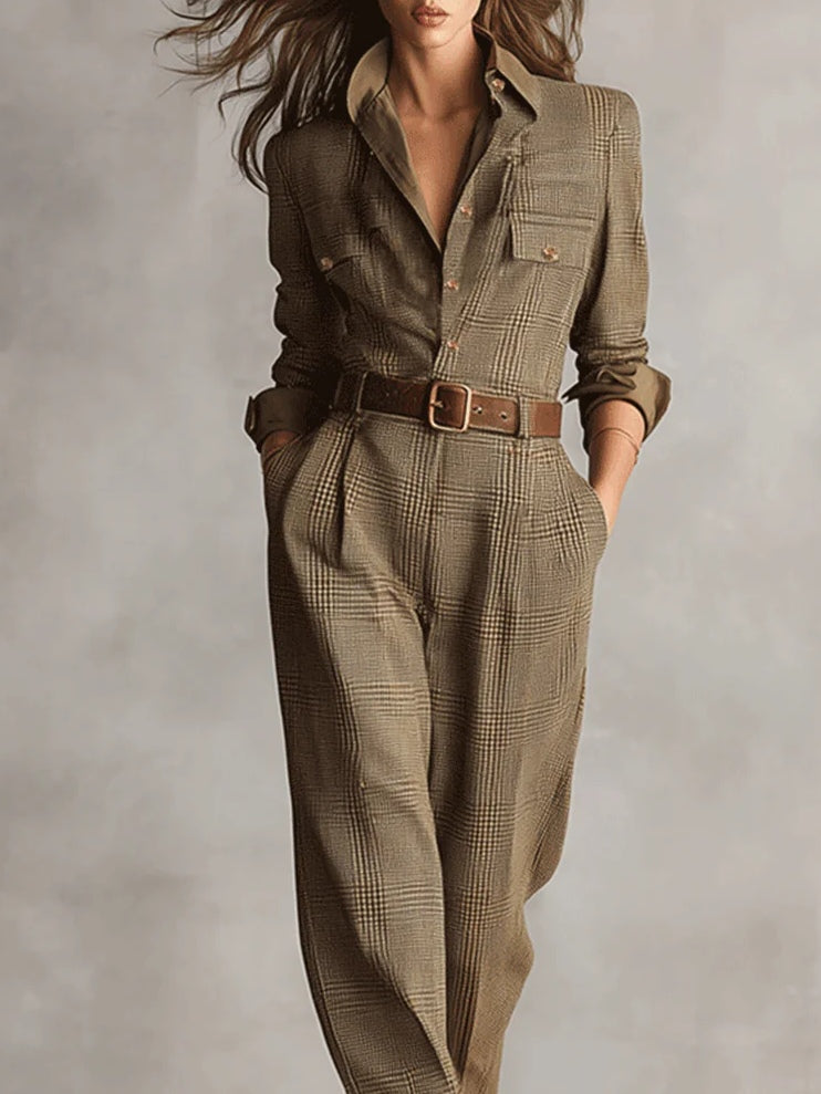 Klassisches Kleid Herbst Karomuster Maxi (2)