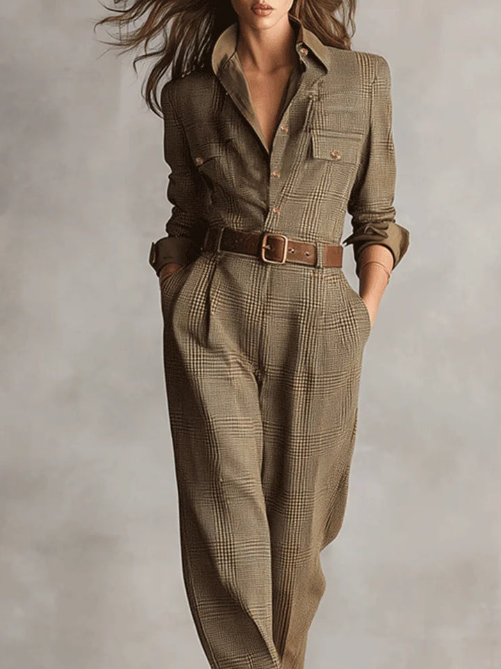 Klassisches Kleid Herbst Karomuster Maxi (2)