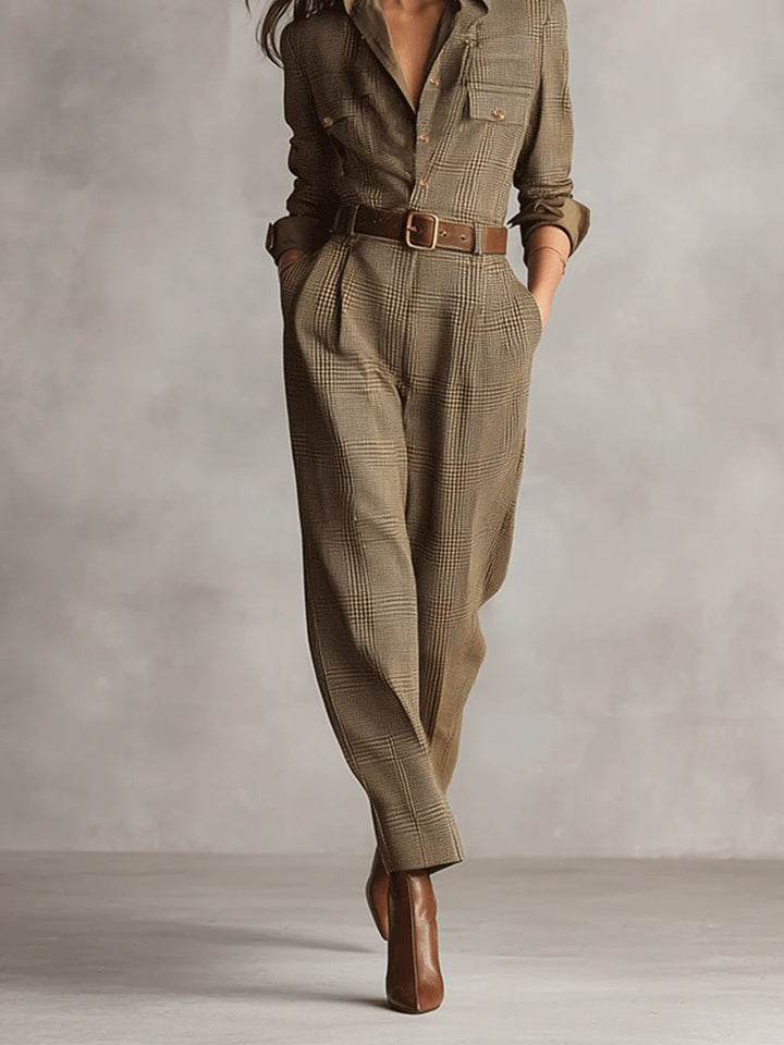 Klassisches Kleid Herbst Karomuster Maxi (3)