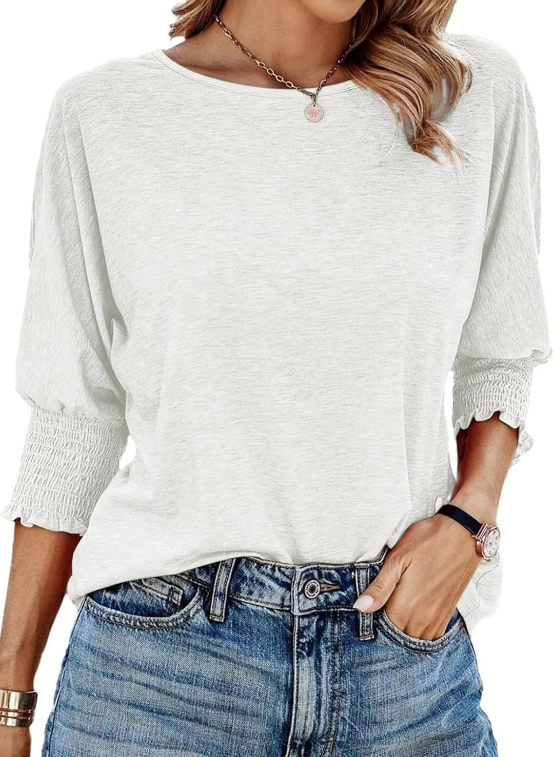 Knitterfreie Eleganz-Bluse in Weiß