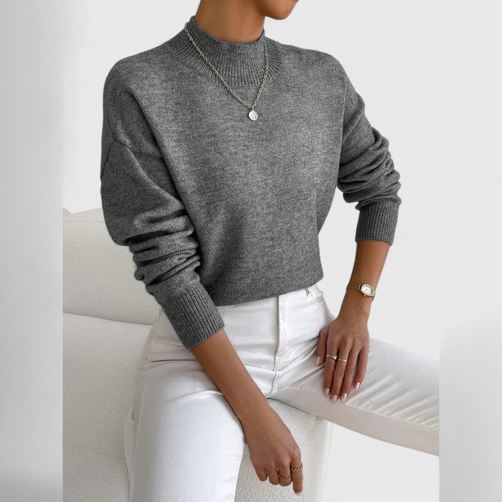 Komfortable Damen Strickjacke aus Baumwolle mit Polokragen in Dunkelgrau