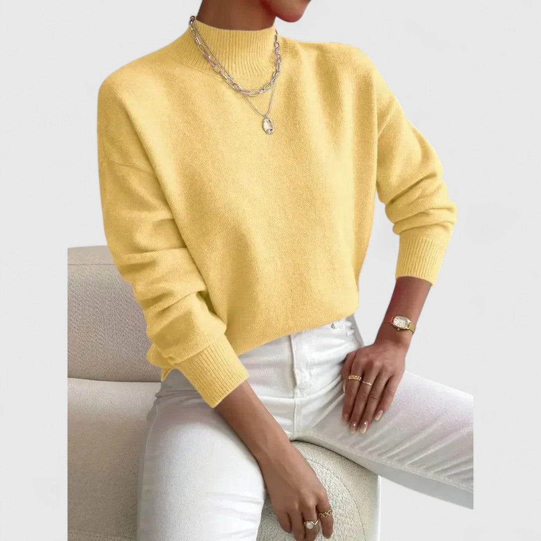 Komfortable Damen Strickjacke aus Baumwolle mit Polokragen in Gelb