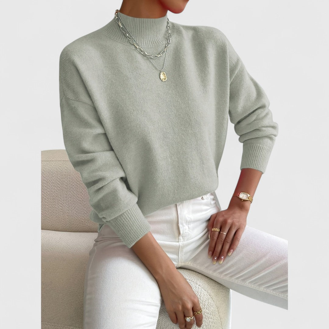 Komfortable Damen Strickjacke aus Baumwolle mit Polokragen in Hellgrün