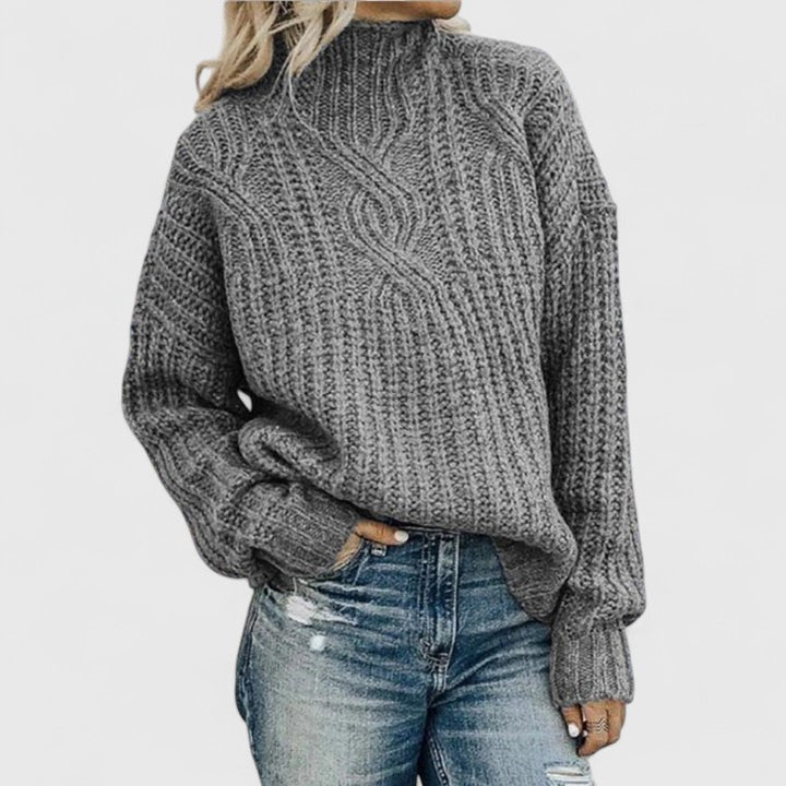 Komfortable Damen Strickjacke mit Zopfmuster in Grau