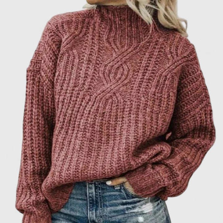 Komfortable Damen Strickjacke mit Zopfmuster in Rosa