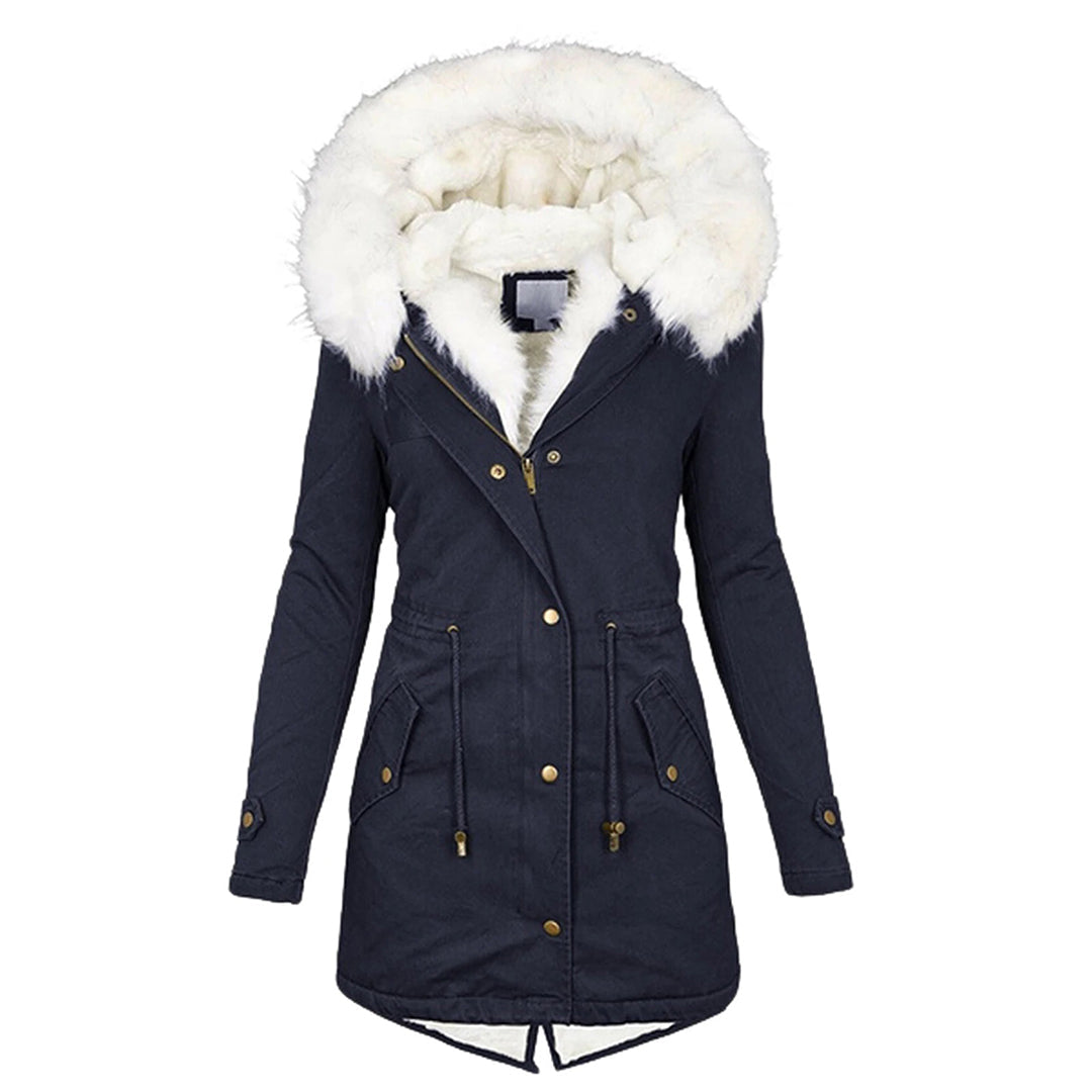 Komfortable Damen Winterjacke mit Kapuze für Herbst in Marineblau